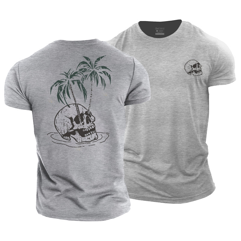 Skull Palm Tree Cotton T-Shirt