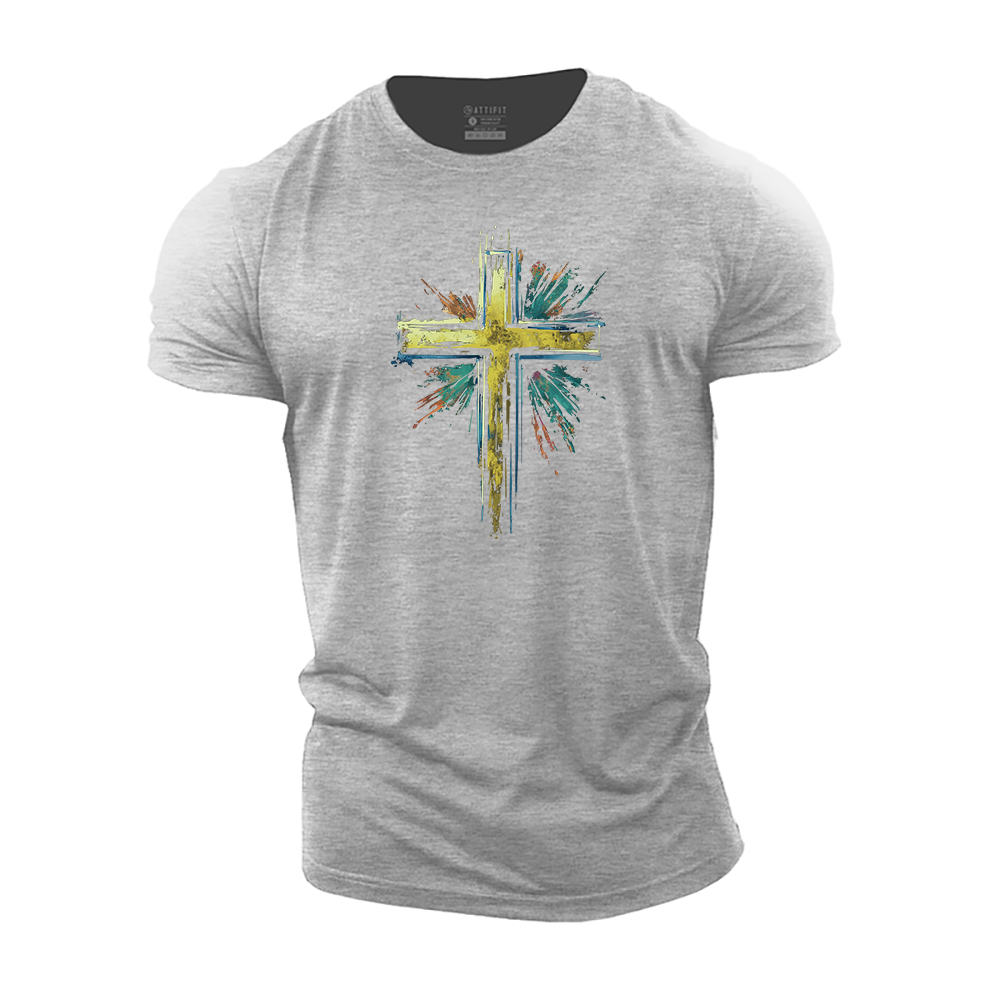 Splashed Ink Cross Cotton T-Shirt