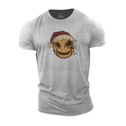 Christmas Smiley Palm Tree Cotton T-Shirt