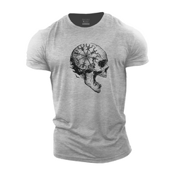 Viking Compass Skull Cotton T-Shirt