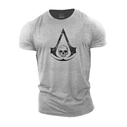 Skull A-shaped Shield Cotton T-Shirt