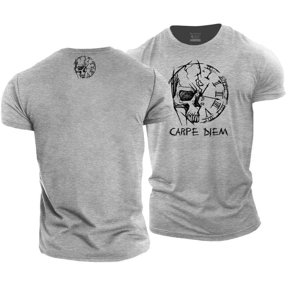 Carpe Diem Skull Cotton T-Shirt