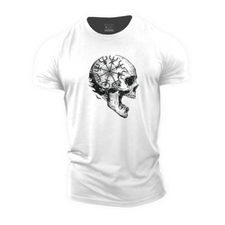 Viking Compass Skull Cotton T-Shirt