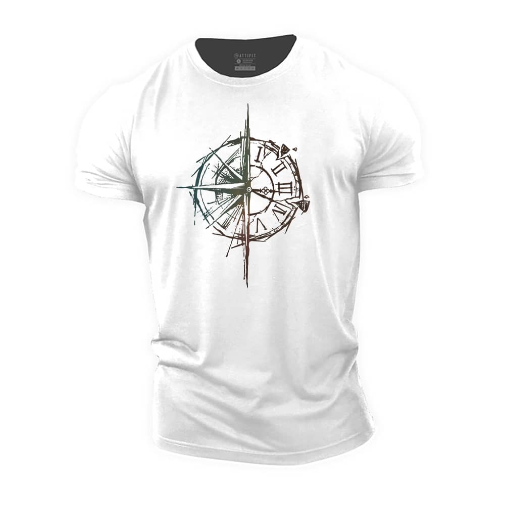 Compass Clock Cotton T-Shirt