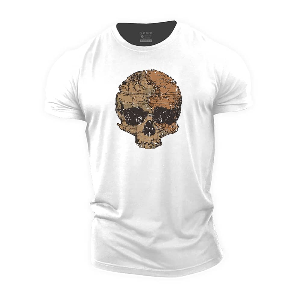 Map Skull Cotton T-Shirt