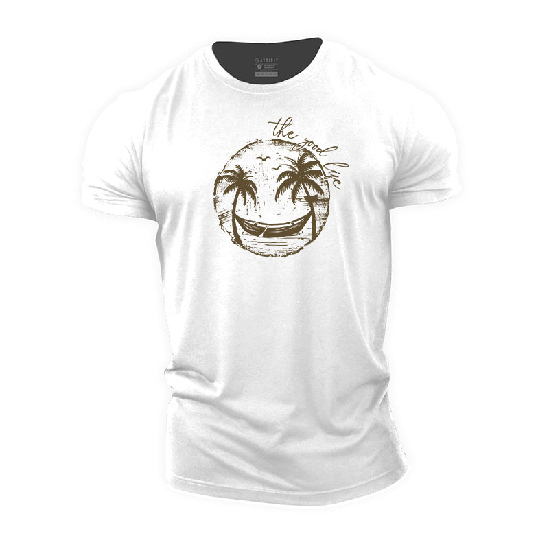 Smiley Palm Tree Cotton T-Shirt