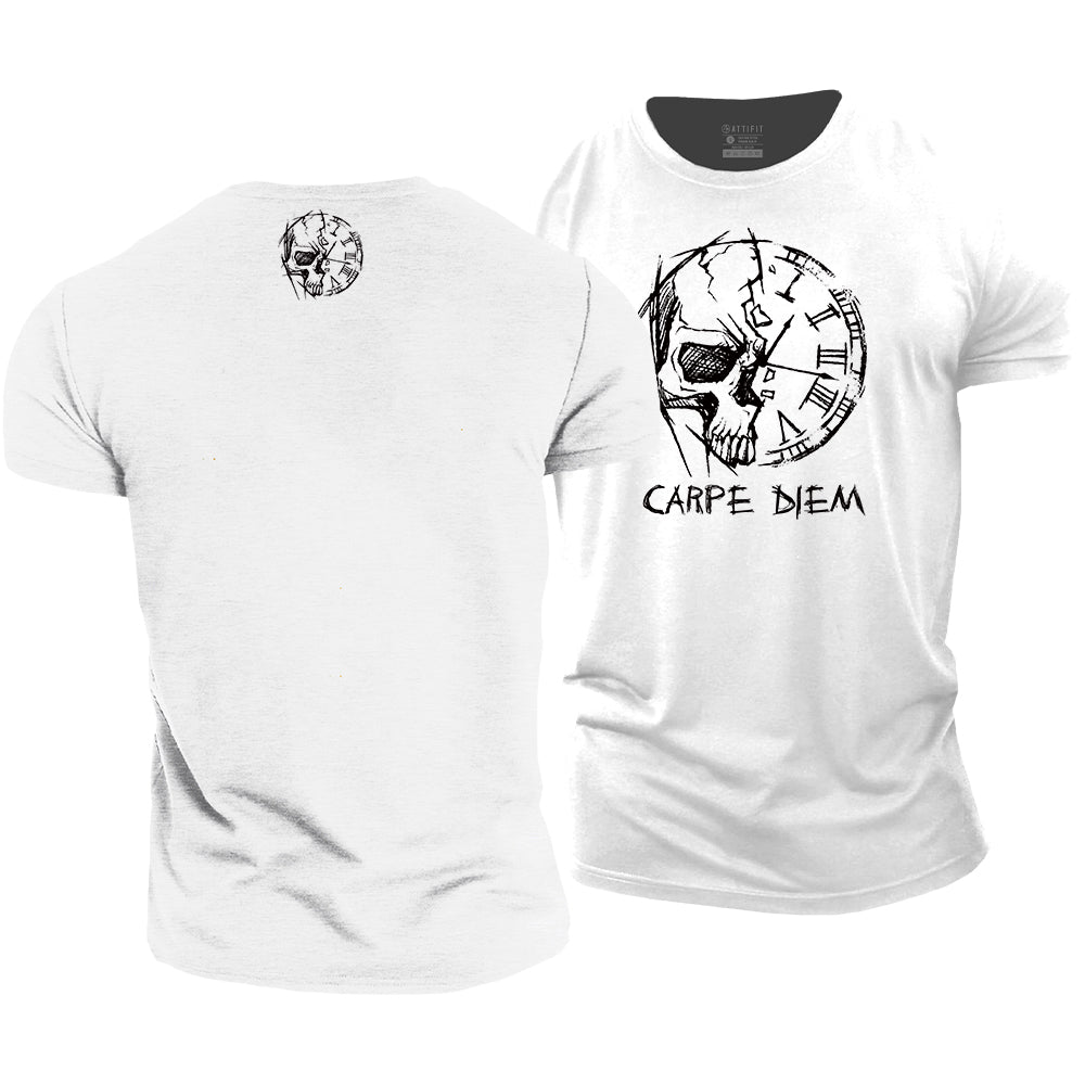 Carpe Diem Skull Cotton T-Shirt