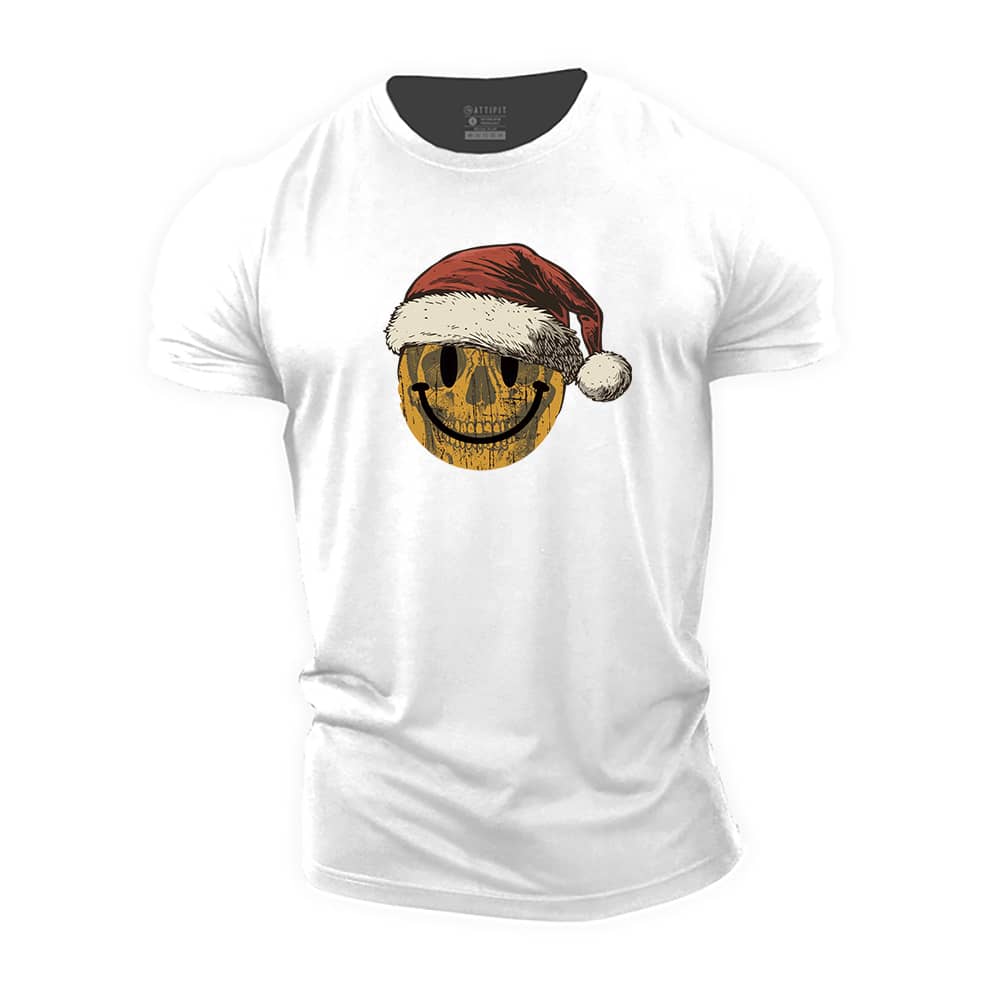 Christmas Skull Smiley Cotton T-Shirt