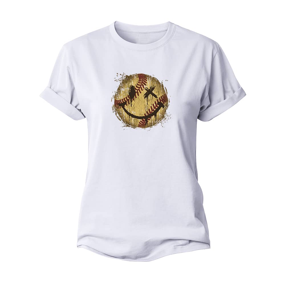 Baseball Smiley Women's Cotton T-Shirt