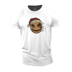 Christmas Smiley Palm Tree Cotton T-Shirt