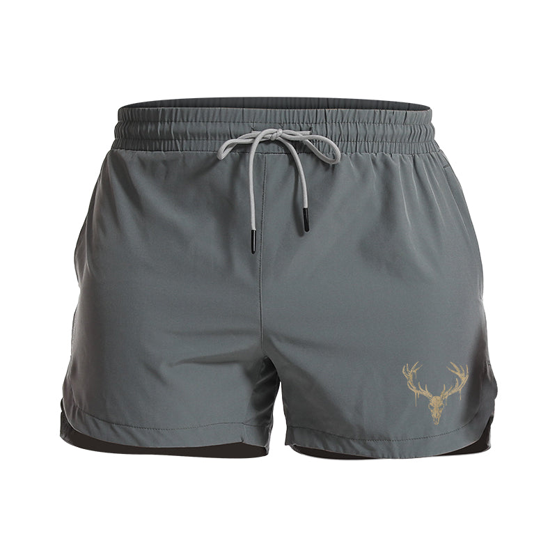 Elk Skull Graphic Shorts