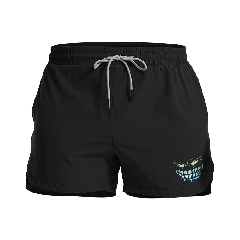 Shining Evil Smiley Graphic Shorts