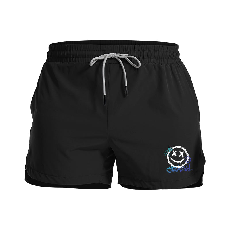 Crazy Smiley Graphic Shorts