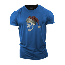 Skull Christmas Hat Cotton T-Shirt