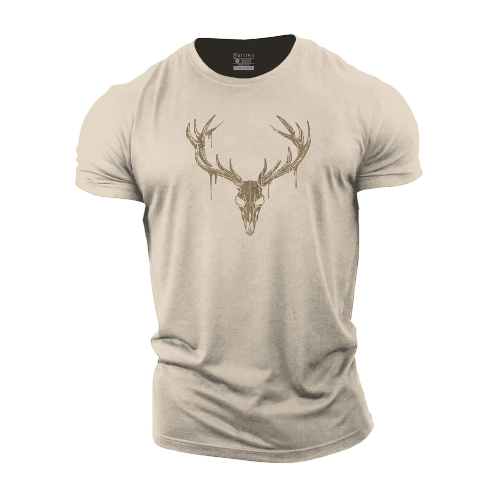 Elk Skull Cotton T-Shirt